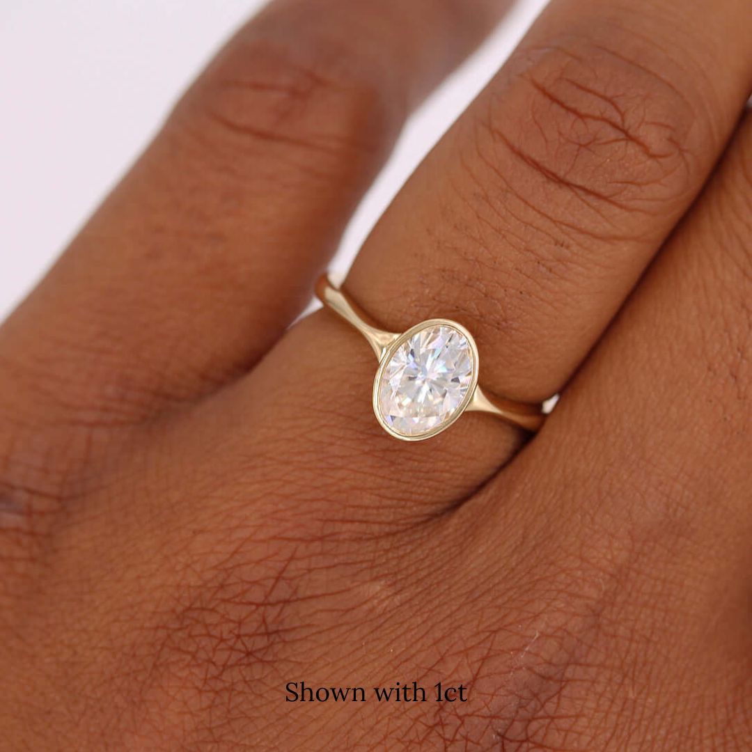 1ct Lab-grown Oval Diamond Ring on Hand