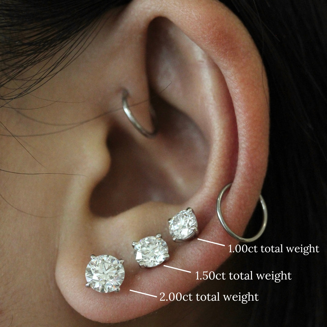 Carat Oval Diamond Ct Stud Earrings Prong Carat Oval Cut