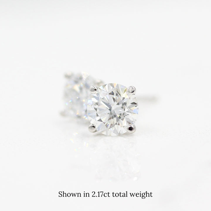 2.17ct Classic Diamond Studs in white gold against a white background
