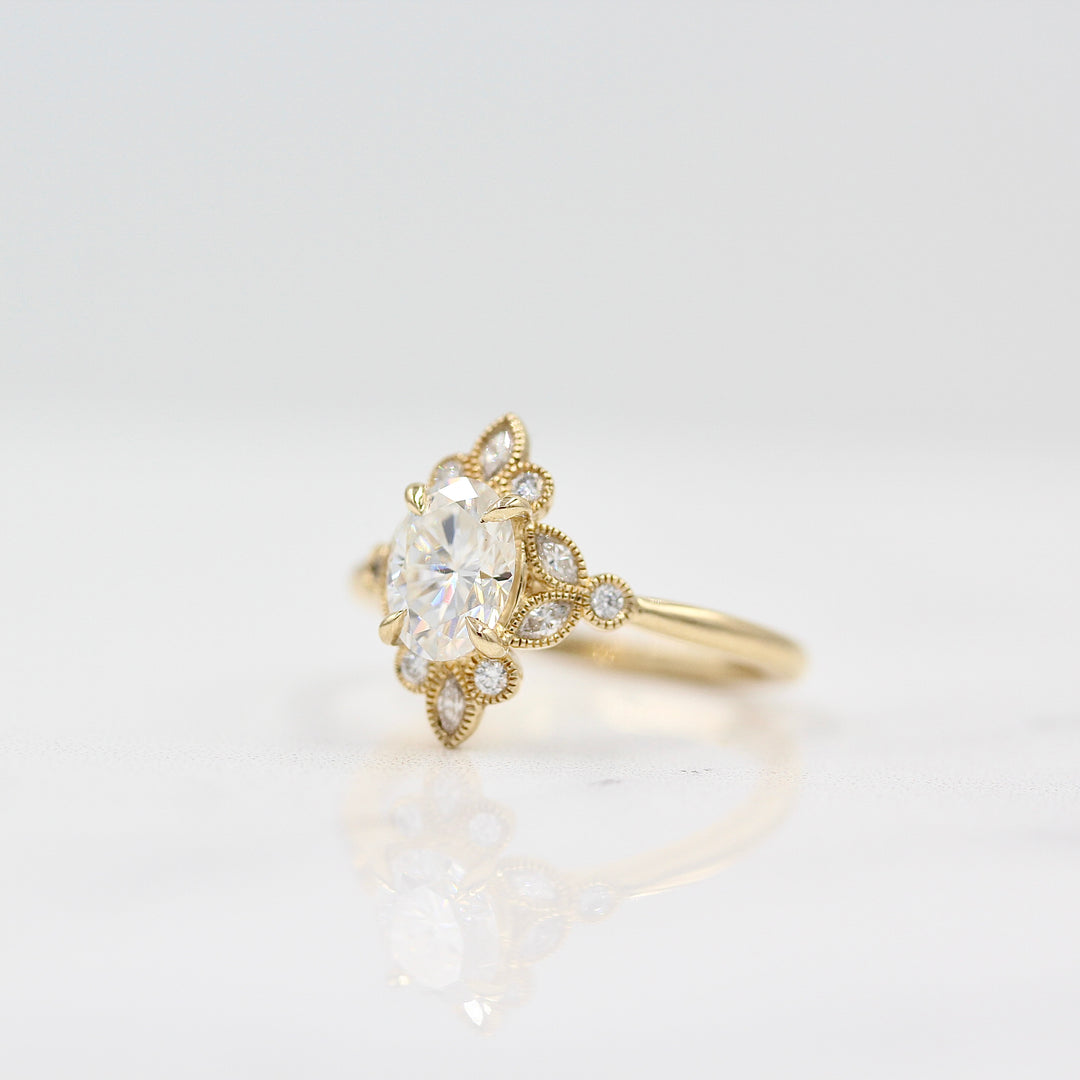 The Harlow ring in yellow gold against a white background