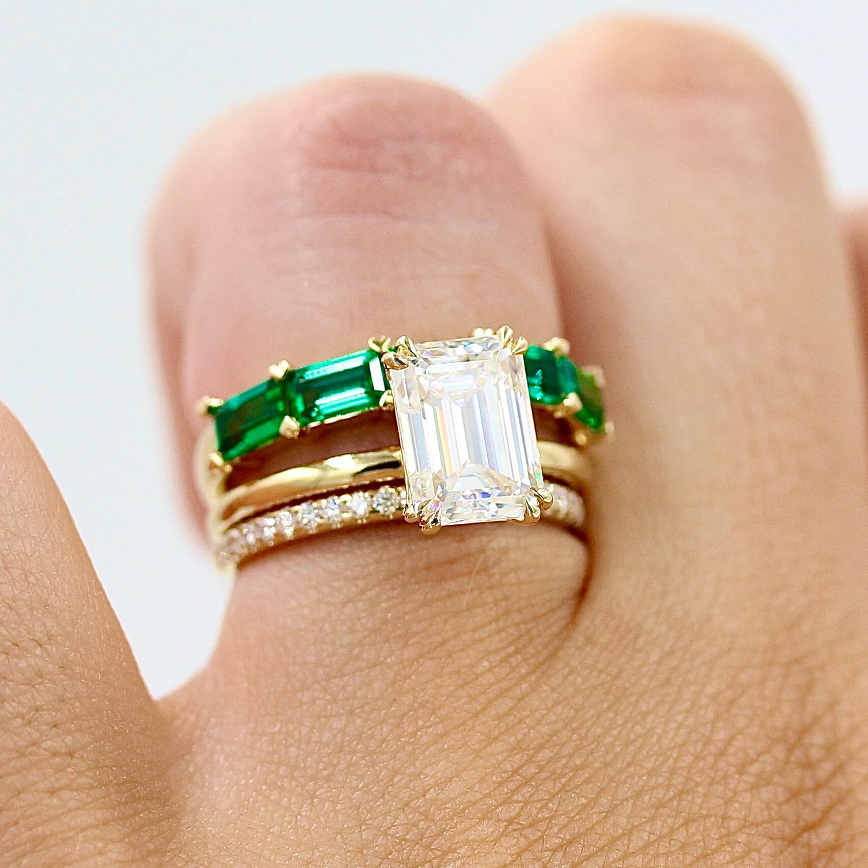 The Adelaide Wedding Band in Yellow Gold with Created Emerald 14K Yellow Gold Gorgeous Designs Ready to Ship Taylor Custom Rings