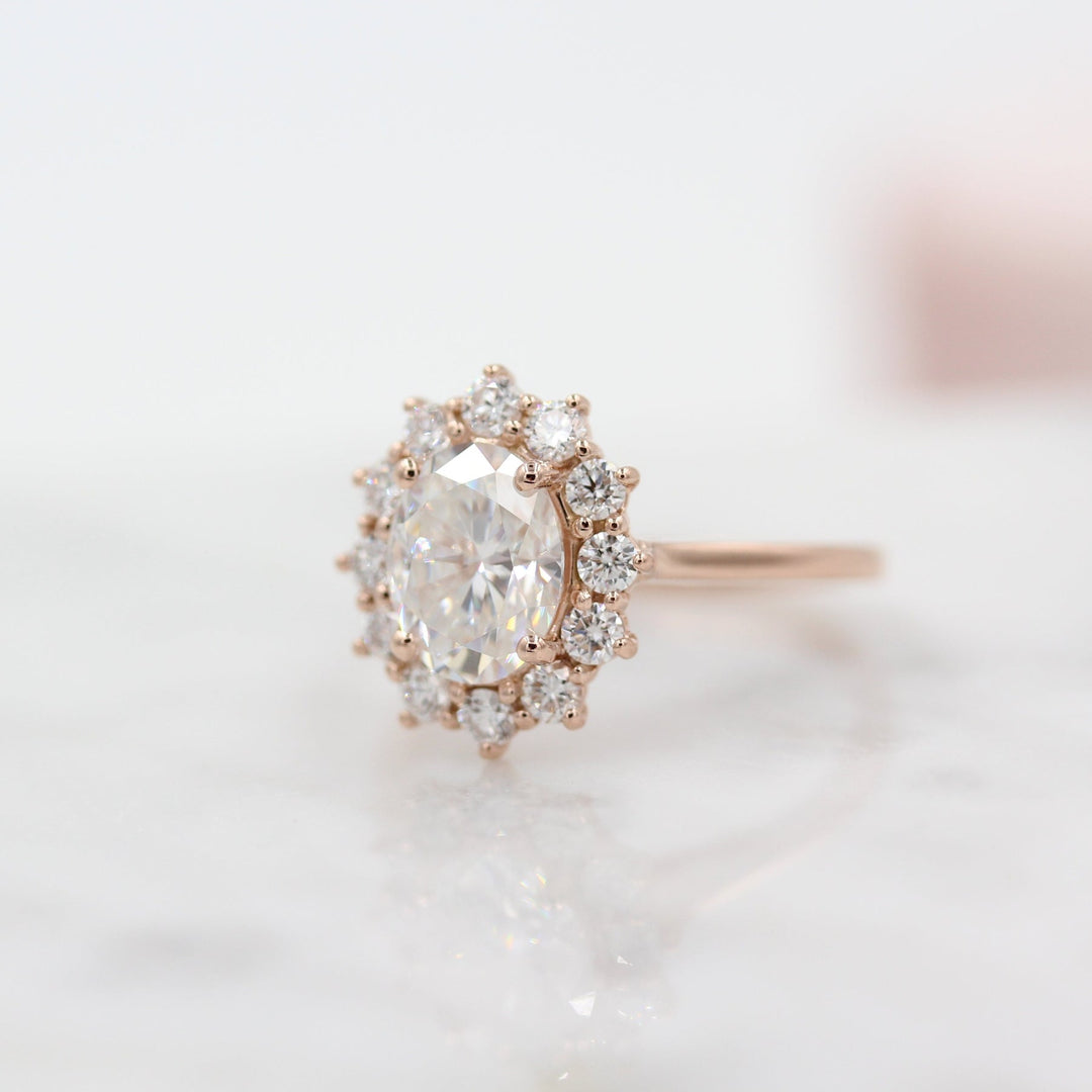 the allie sunburst halo engagement ring