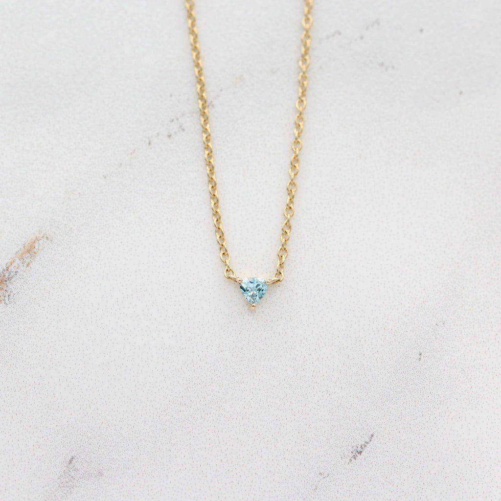 The March Trillion Birthstone Necklace with Aqua Spinel | Ethical