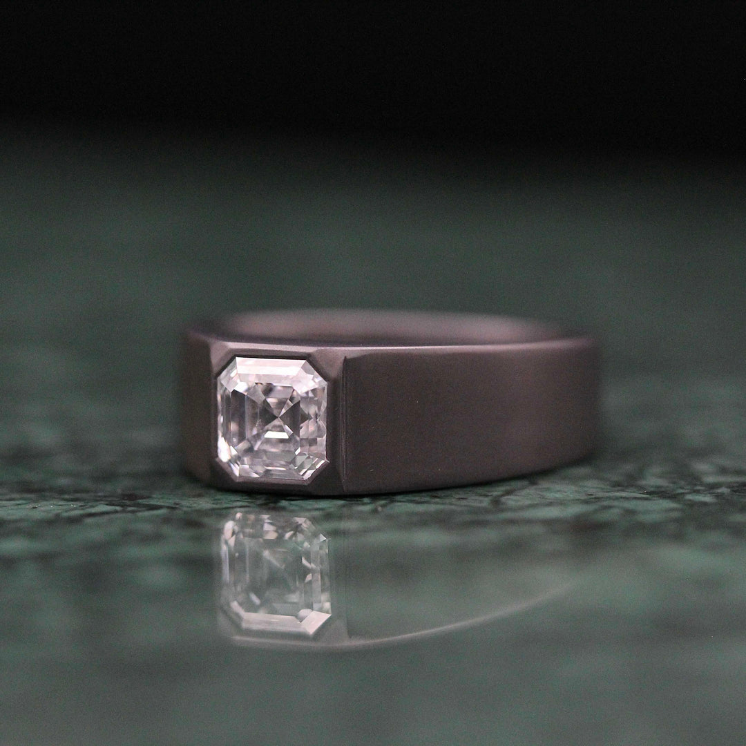 The Archer Band in Zirconium with 2.09ct Asscher cut Lab-Grown Diamond