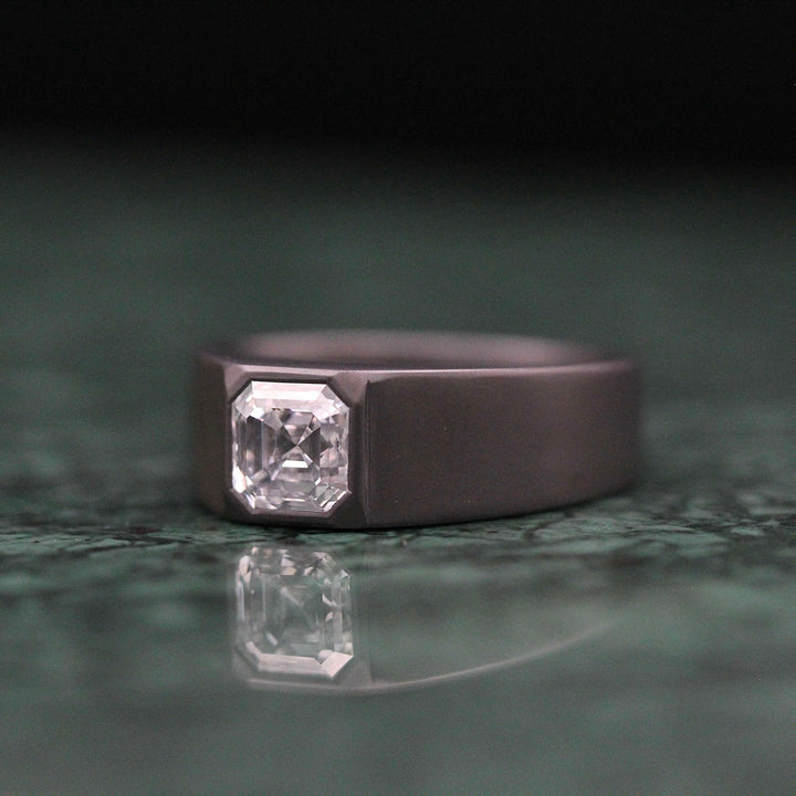 The Archer Band in Zirconium with 2.09ct Asscher cut Lab-Grown Diamond