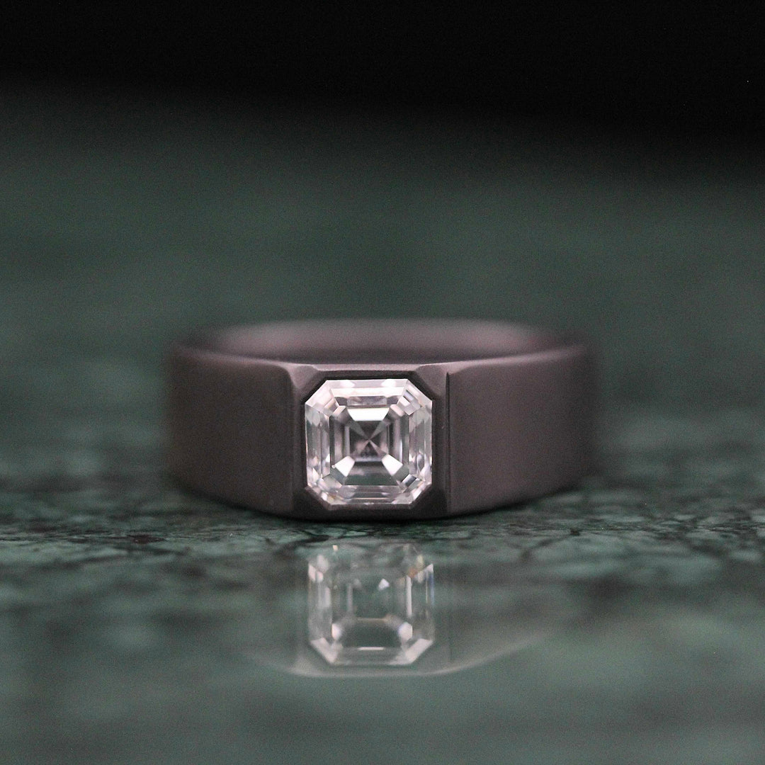 The Archer Band in Zirconium with 2.09ct Asscher cut Lab-Grown Diamond