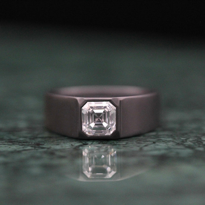 The Archer Band in Zirconium with 2.09ct Asscher cut Lab-Grown Diamond
