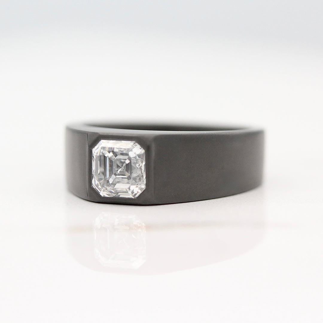 The Archer Band in Zirconium with 2.09ct Asscher cut Lab-Grown Diamond