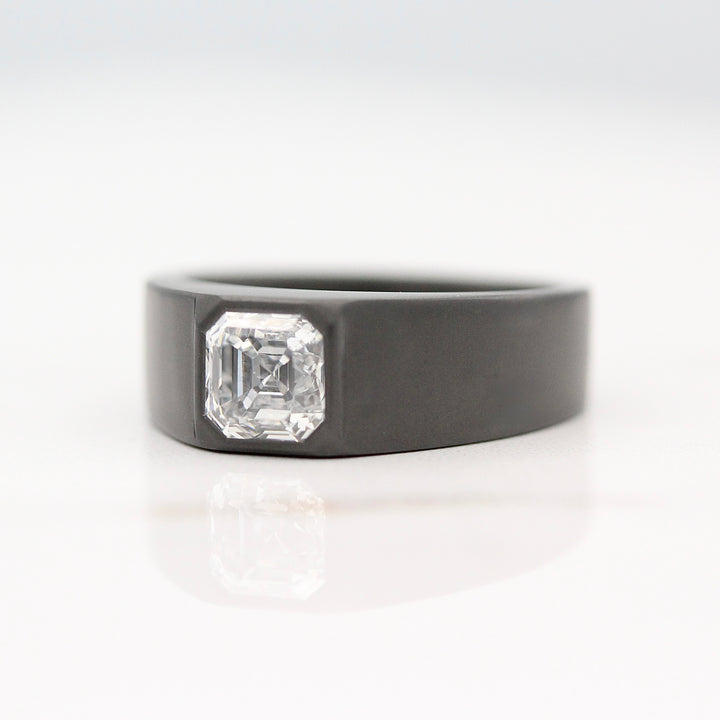 The Archer Band in Zirconium with 2.09ct Asscher cut Lab-Grown Diamond
