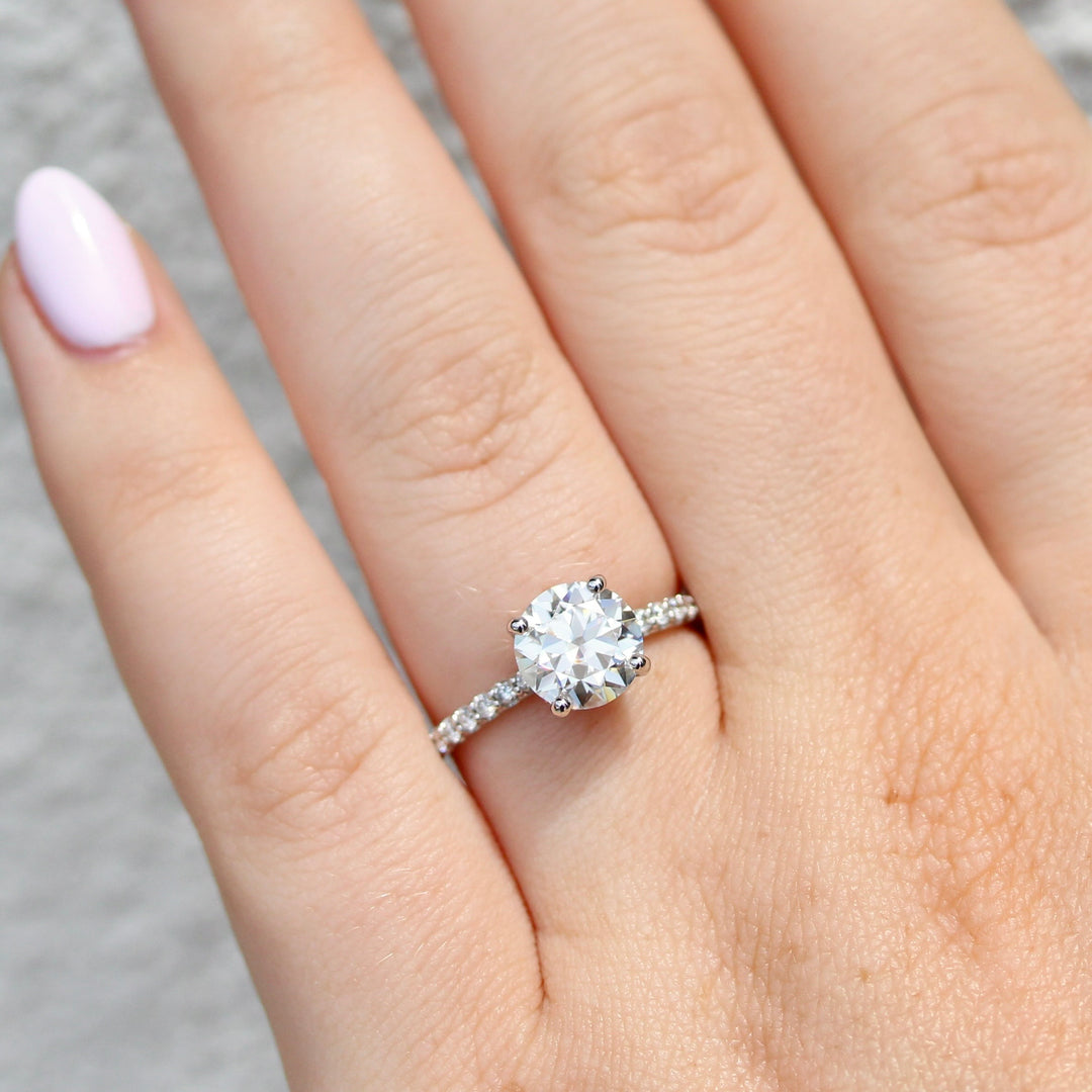 The Athena Hidden Halo Ring (Round) in White Gold with 2ct Moissanite