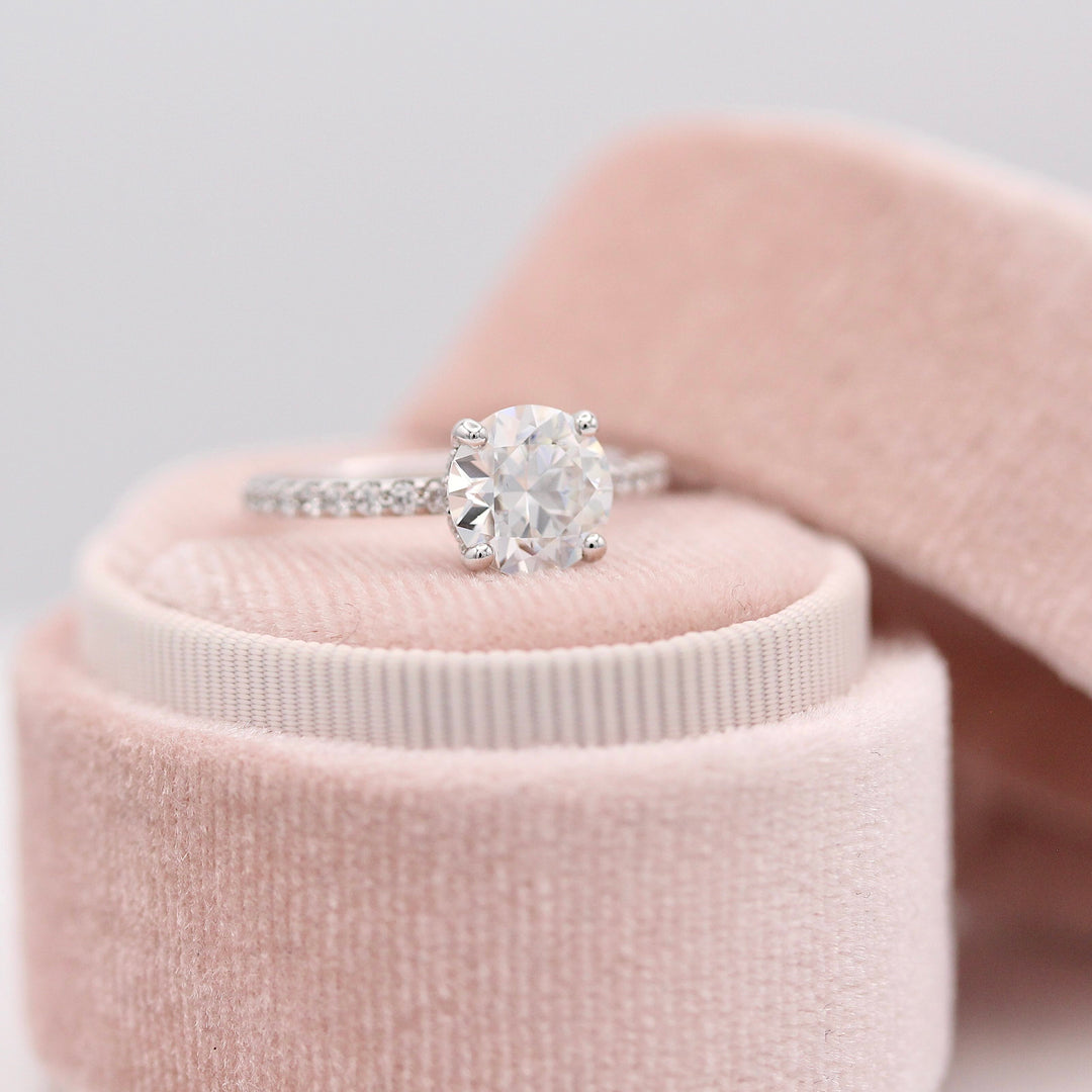 The Athena Hidden Halo Ring (Round) in White Gold with 2ct Moissanite