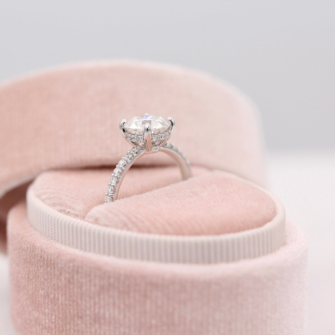 The Athena Hidden Halo Ring (Round) in White Gold with 2ct Moissanite