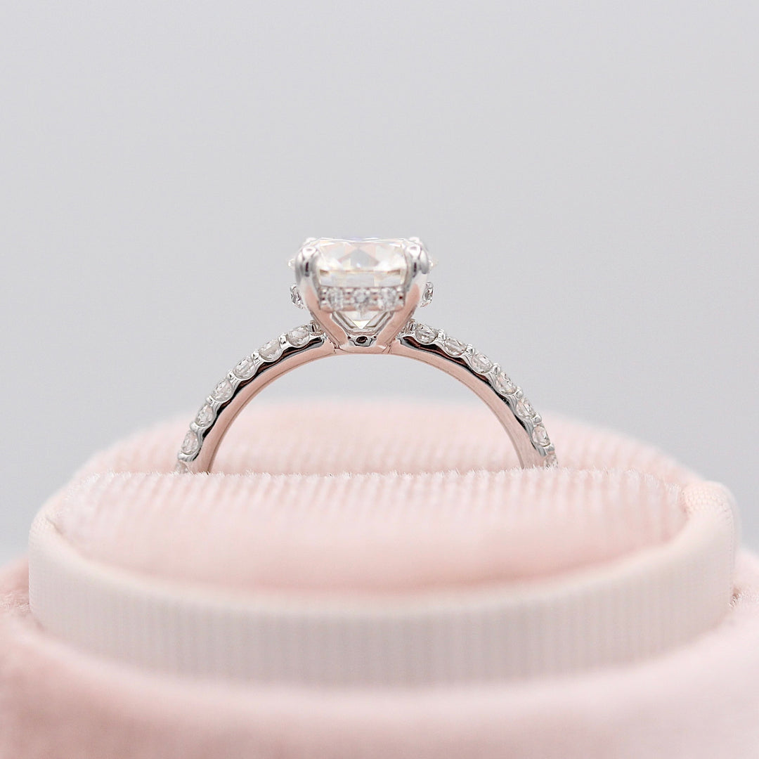 The Athena Hidden Halo Ring (Round) in White Gold with 2ct Moissanite