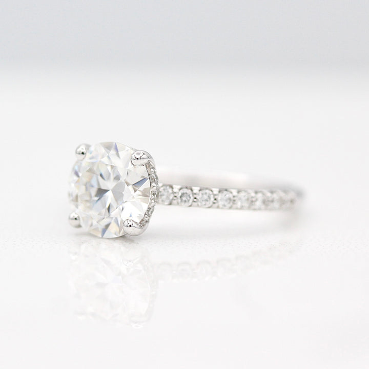The Athena Hidden Halo Ring (Round) in White Gold with 2ct Moissanite