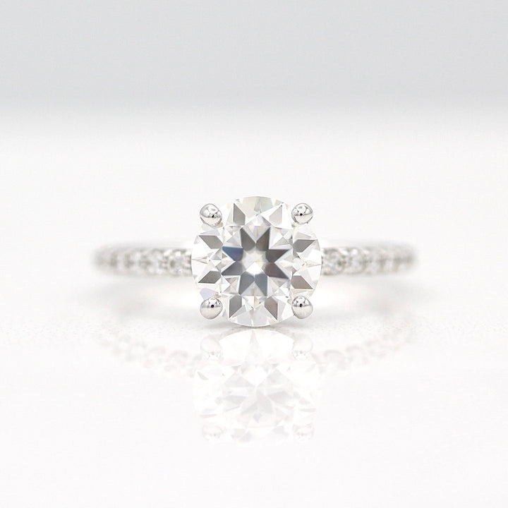 The Athena Hidden Halo Ring (Round) in White Gold with 2ct Moissanite