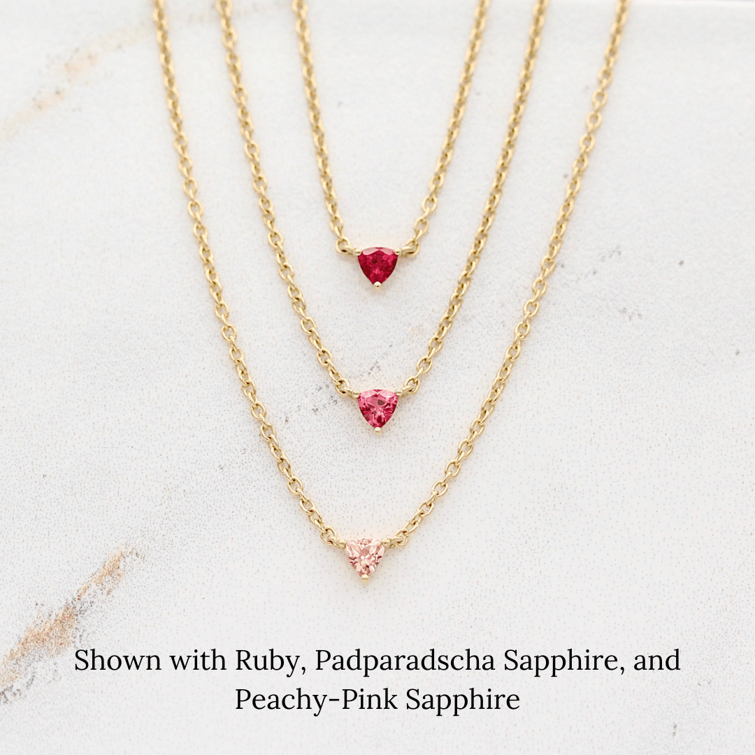 Necklace 14k Yellow Gold The January Tiny Trillion Birthstone Necklace with Padparadscha Sapphire in Yellow Gold