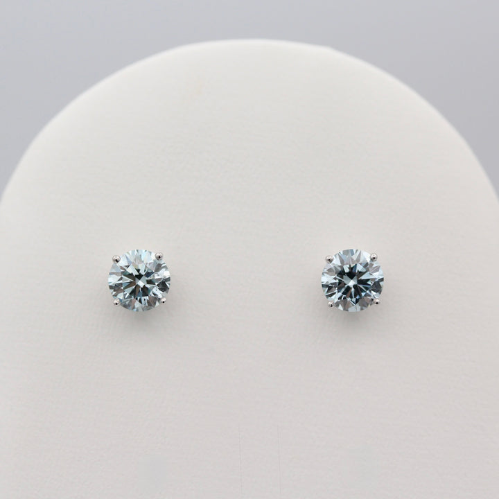 The Classic Stud Earrings in White Gold with 2.03ct Blue Lab-Grown Diamond