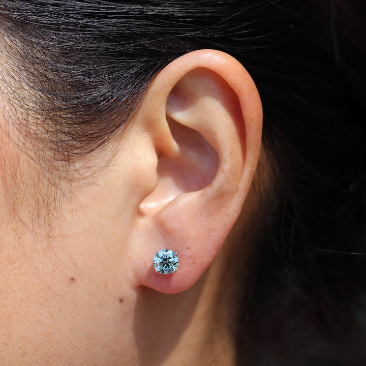 The Classic Stud Earrings in White Gold with 2.03ct Blue Lab-Grown Diamond