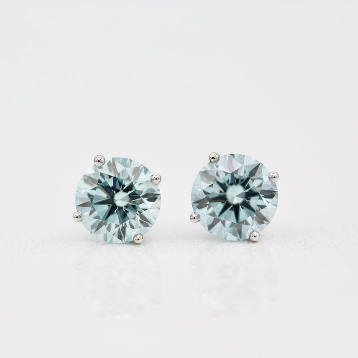 The Classic Stud Earrings in White Gold with 2.03ct Blue Lab-Grown Diamond
