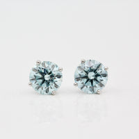 The Classic Stud Earrings in White Gold with 2.03ct Blue Lab-Grown Diamond