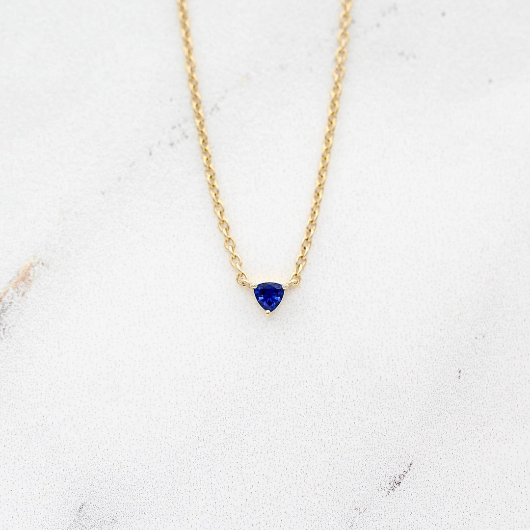 14k Yellow Gold Birthstone Necklace with Sapphire - September 14k Yellow Gold Birthstone Necklace with Sapphire - September