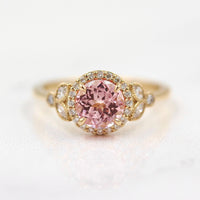 Engagement Ring The Cate Ring (Round) with Peachy-Pink Created Sapphire