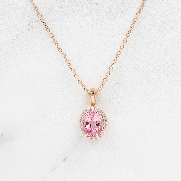 The Charlotte Necklace in Rose Gold against a white background