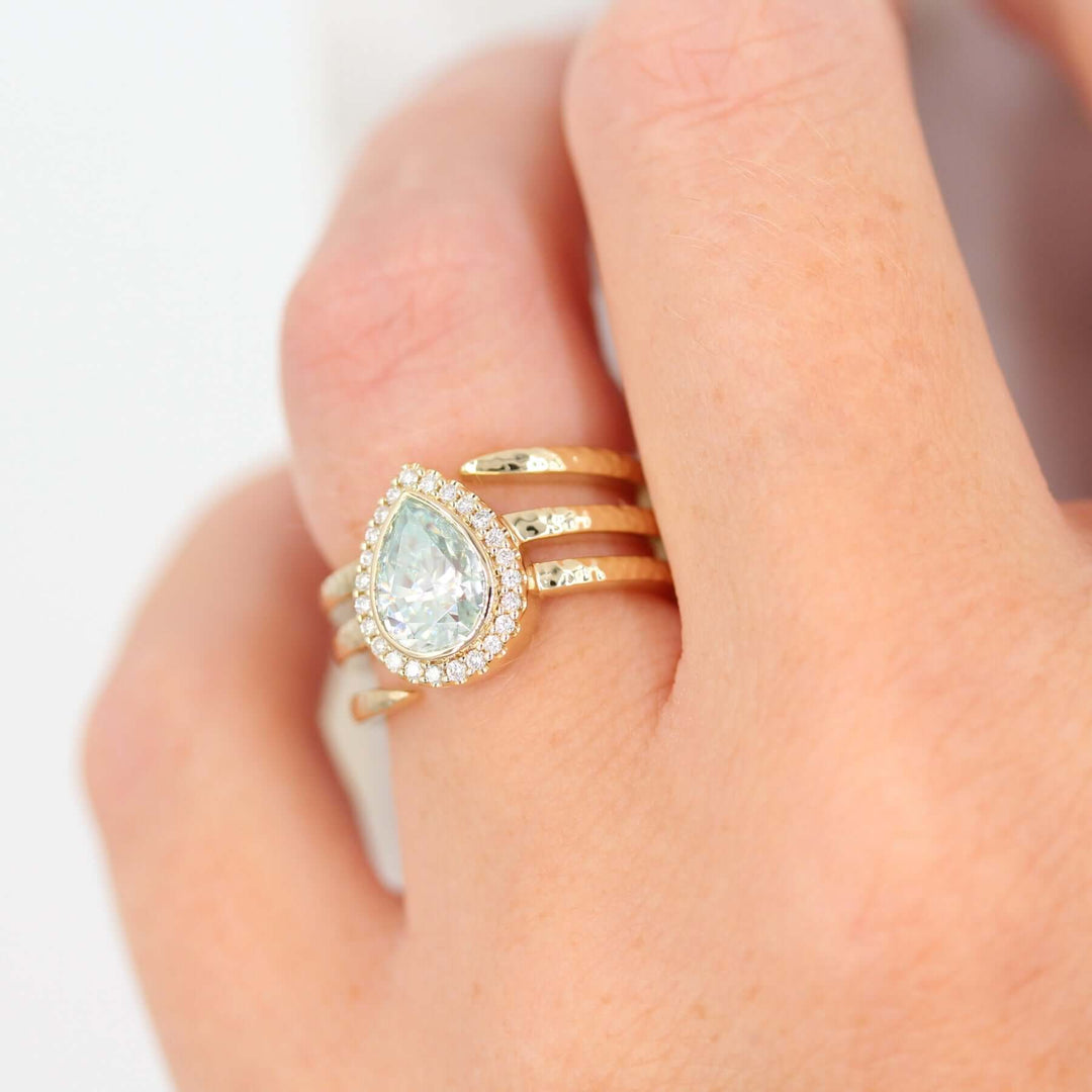 The Chelsea Ring in Yellow Gold with Moissanite modeled