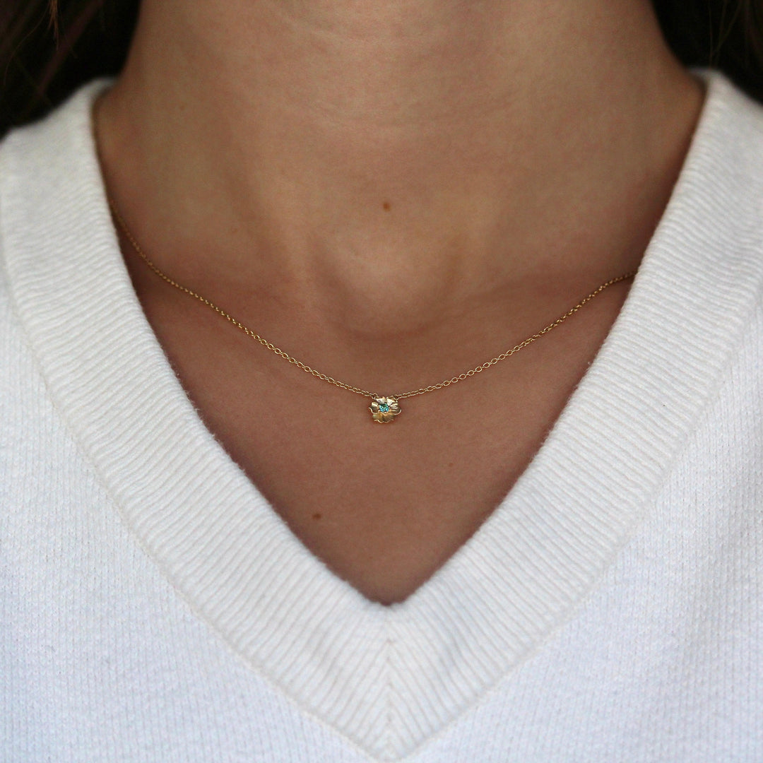 Necklace 14k Yellow Gold The August Poppy Birthstone Necklace with Chrysoberyl in Yellow Gold