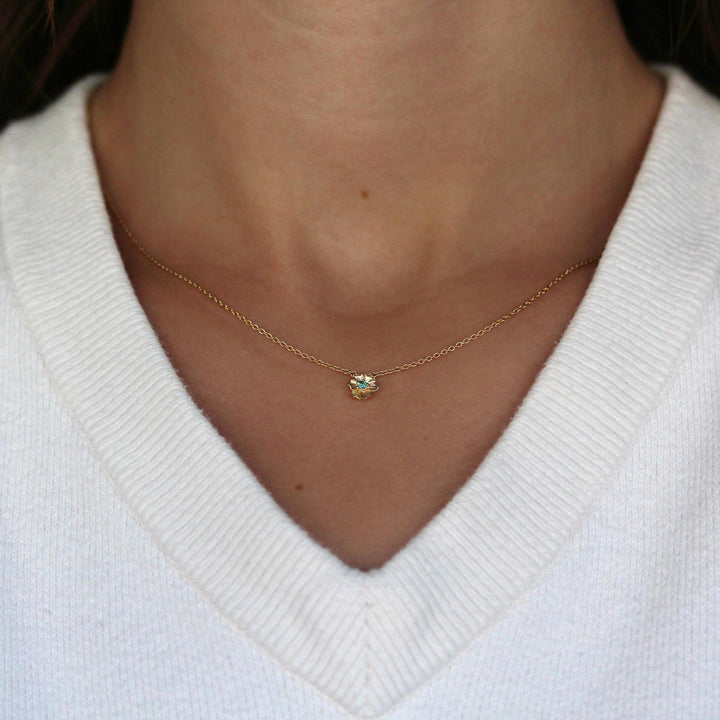 Necklace 14k Yellow Gold The August Poppy Birthstone Necklace with Chrysoberyl in Yellow Gold