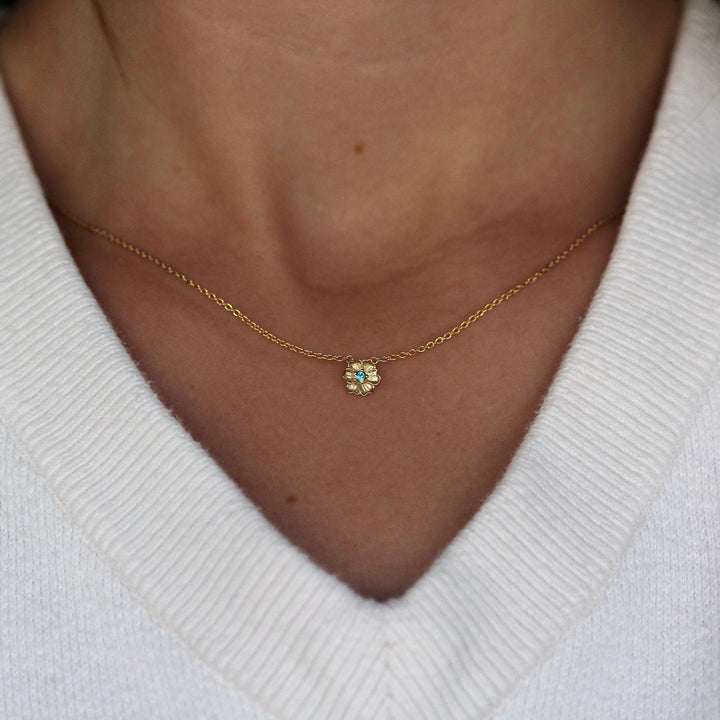 Necklace 14k Yellow Gold The August Poppy Birthstone Necklace with Chrysoberyl in Yellow Gold