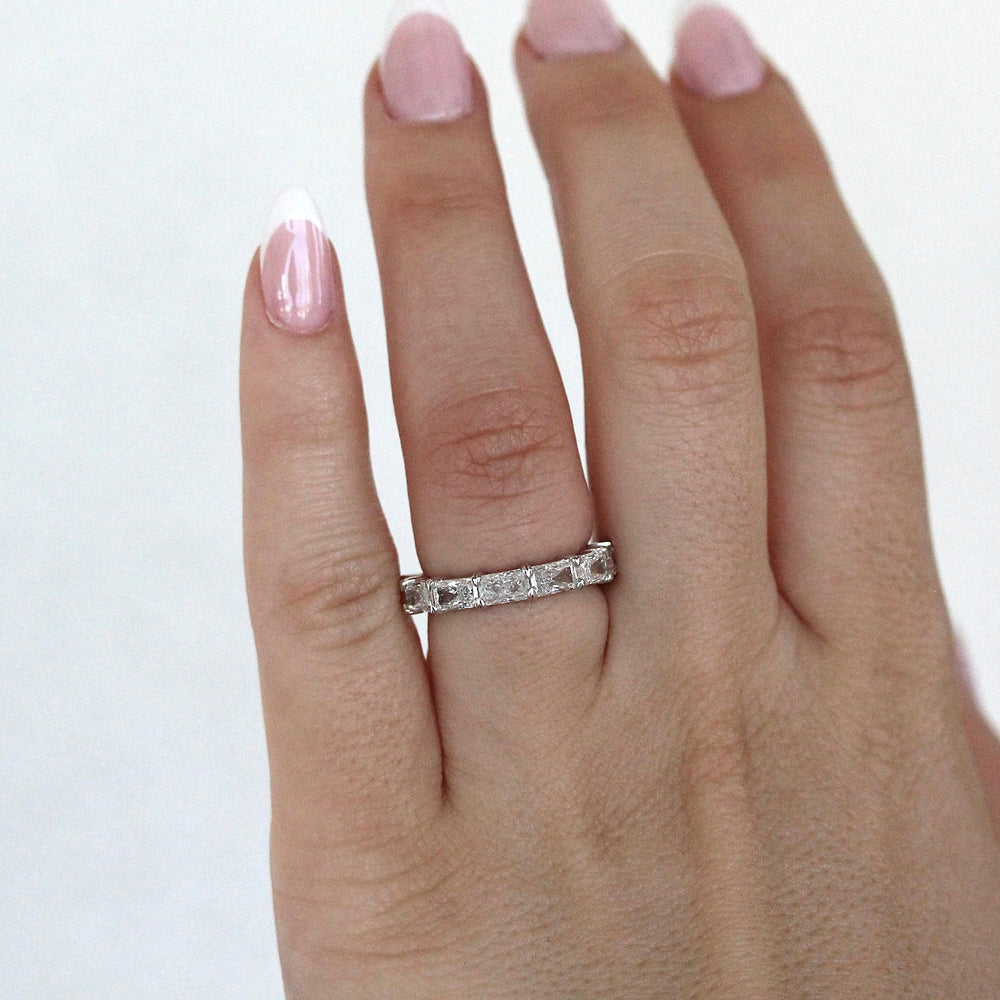 The Clara Wedding Band in White Gold modeled