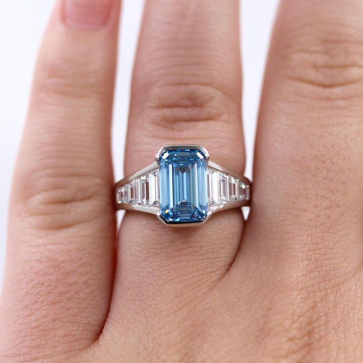 Engagement Ring Platinum The Daphne Ring in Platinum with 3.11ct Blue Lab-Grown Diamond