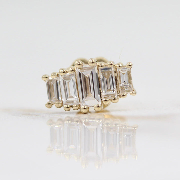 Earrings 14k Yellow Gold Diamond Baguette Five-Stone Single Earring in Yellow Gold