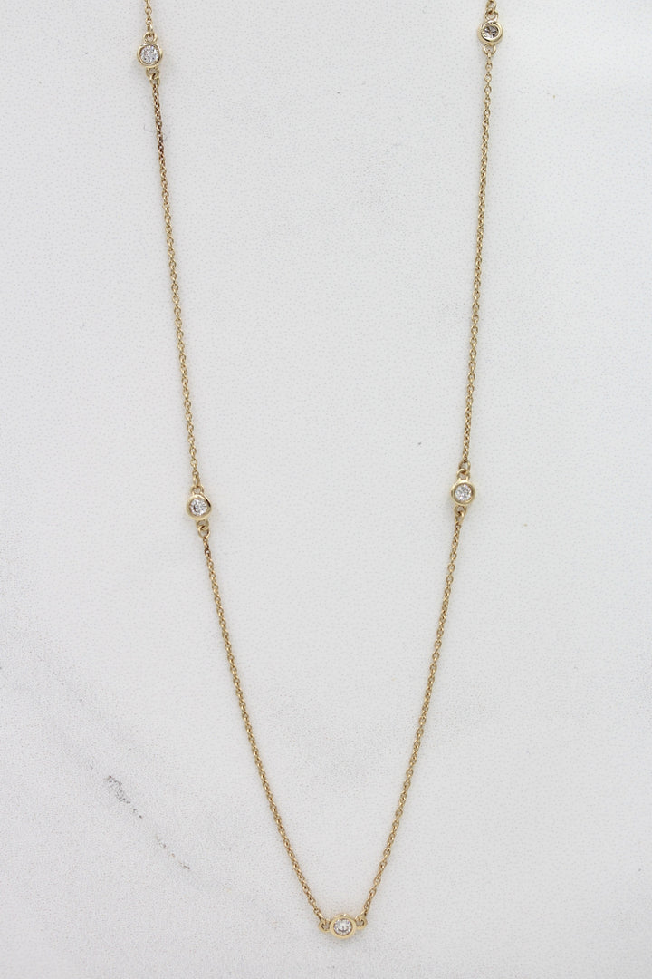 14k yellow gold lab grown diamond station necklace