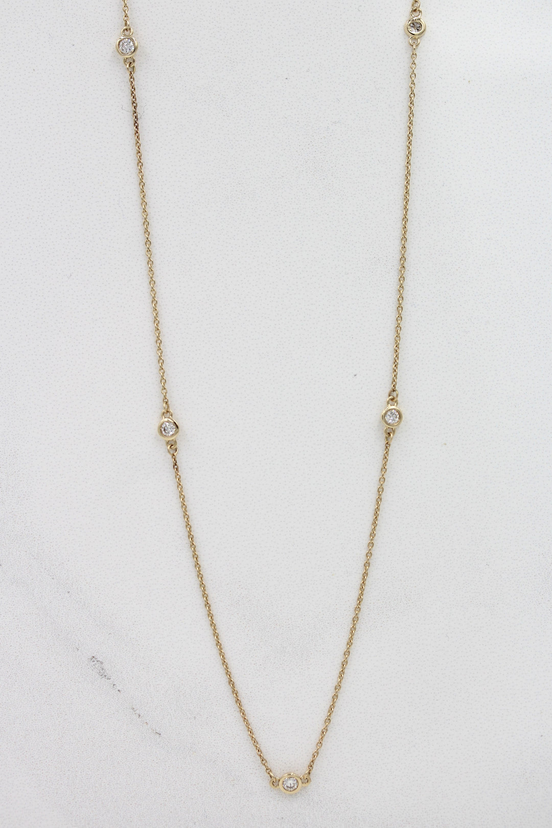 14k yellow gold lab grown diamond station necklace