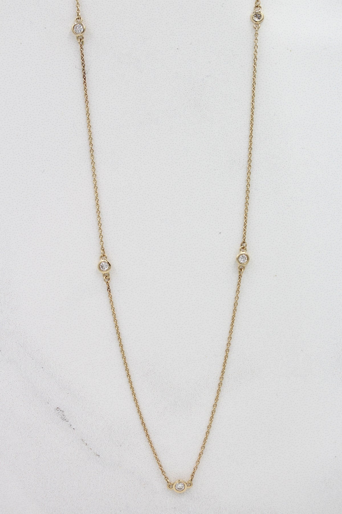 The Diamond Station Necklace in Yellow Gold – Taylor Custom Rings
