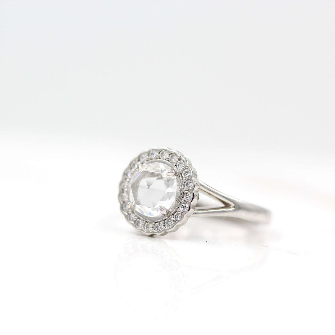 The Diana ring in white gold against a white background