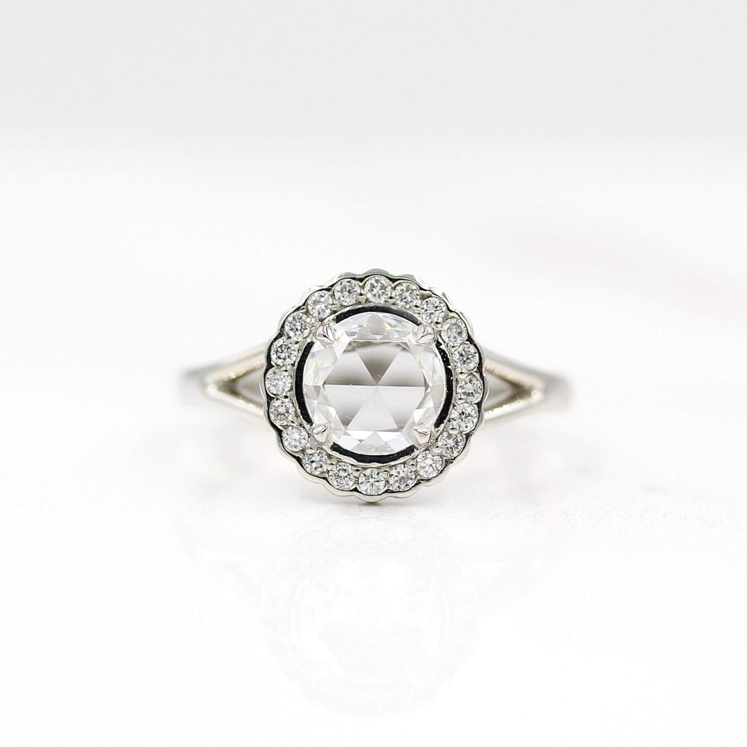 The Diana ring in white gold against a white background
