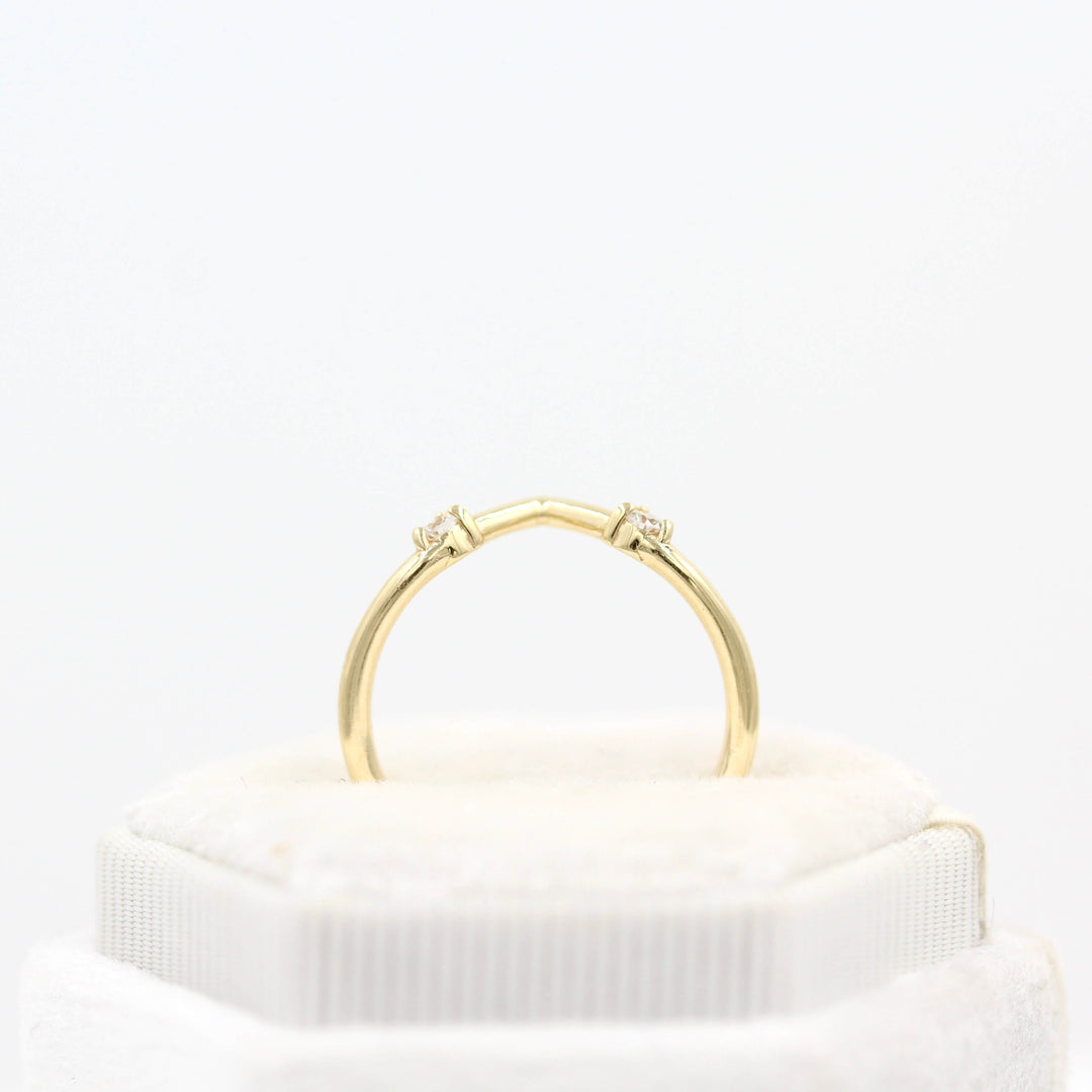 Ready to Ship Ring 14k Yellow Gold The Double Diamond V-Band in Yellow Gold