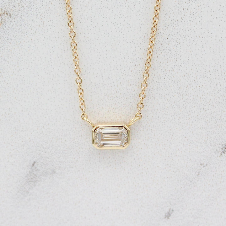 Necklace The East-West Emerald Bezel Necklace