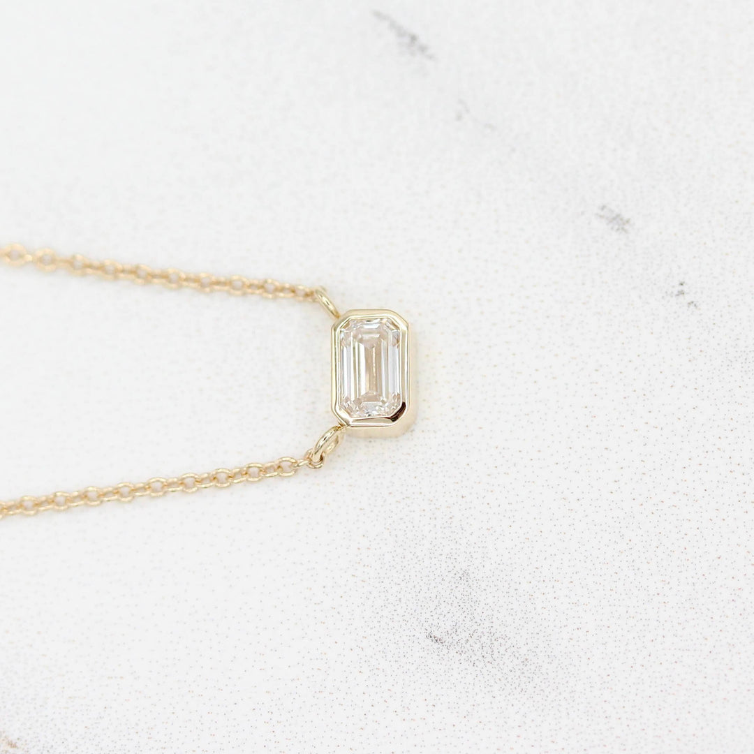 Necklace The East-West Emerald Bezel Necklace