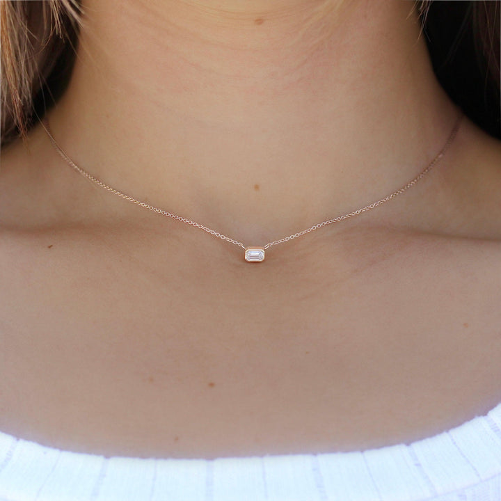 Necklace The East-West Emerald Bezel Necklace