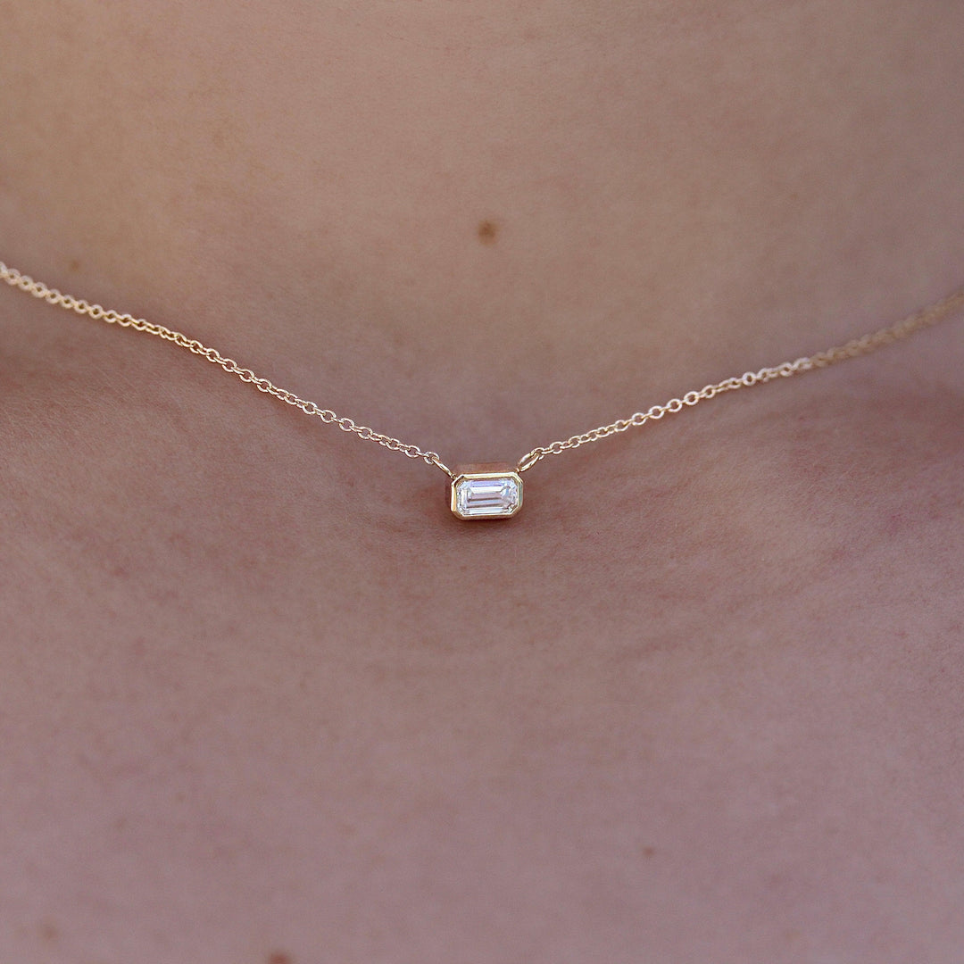 Necklace The East-West Emerald Bezel Necklace