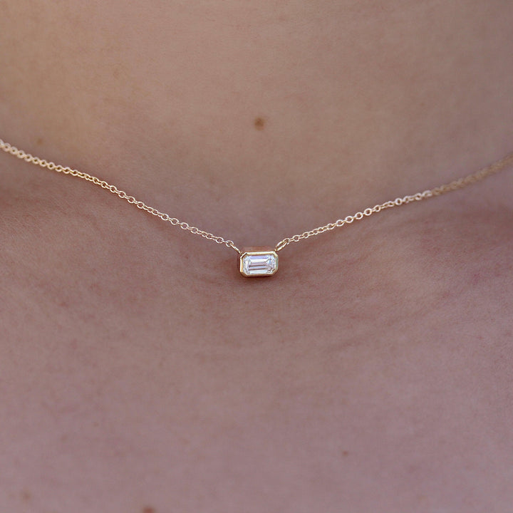 Necklace The East-West Emerald Bezel Necklace