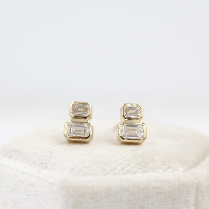 Earrings Emerald-Cut Diamond Two-Stone Earrings