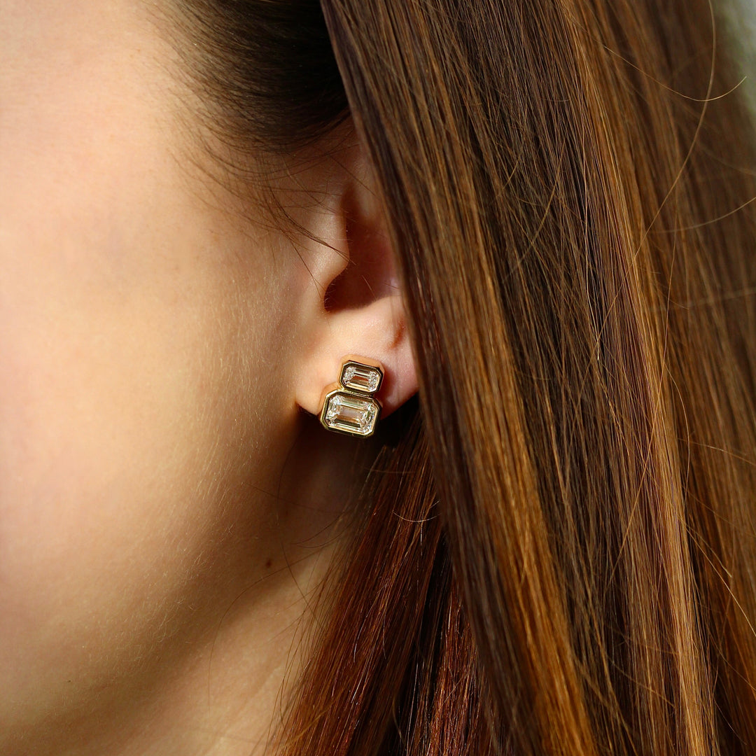 Earrings Emerald-Cut Diamond Two-Stone Earrings
