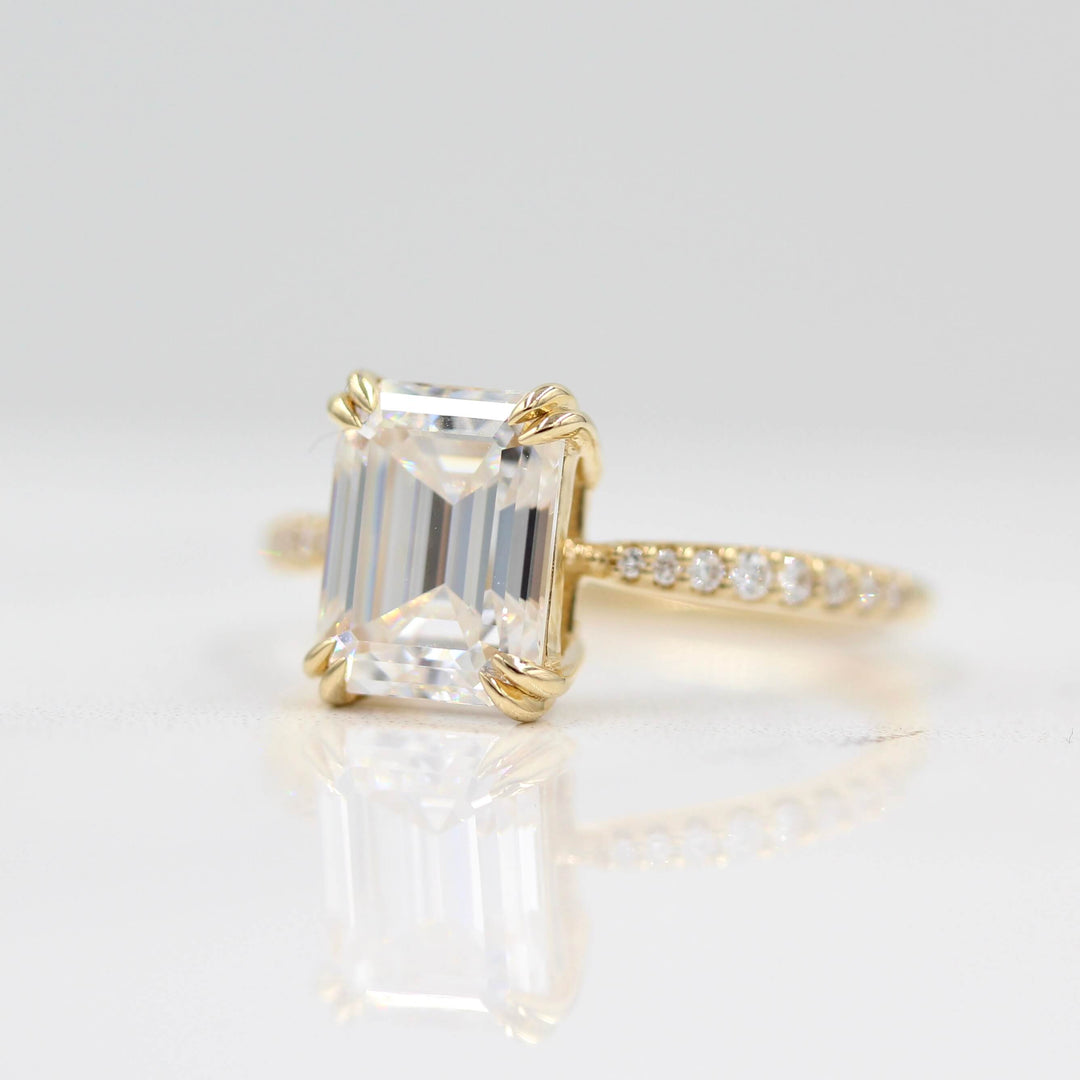14k Yellow Gold The Grace Ring (Emerald) in Yellow Gold with 2.75ct Moissanite