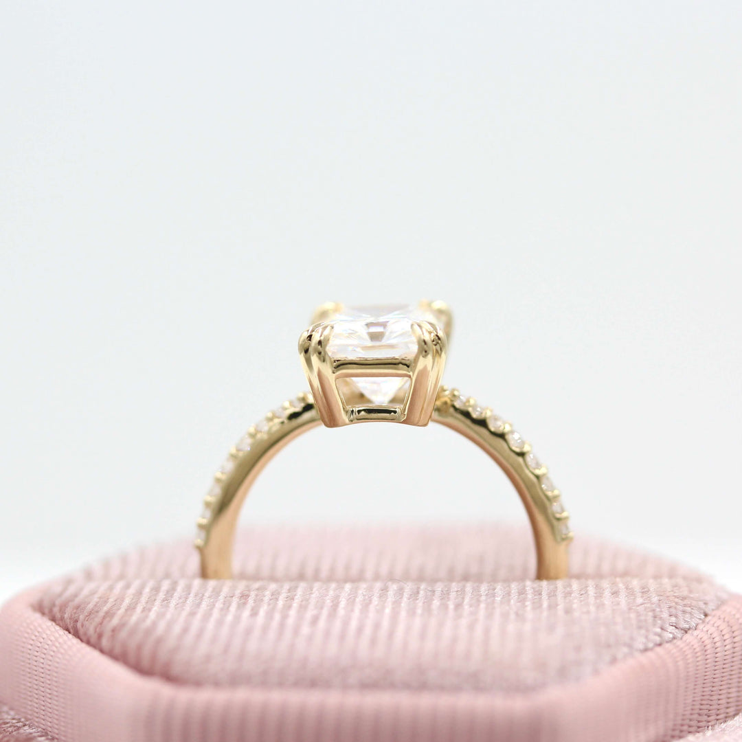 14k Yellow Gold The Grace Ring (Radiant) in Yellow Gold with 2.5ct Moissanite