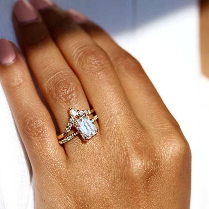 14k Yellow Gold The Grace Ring (Emerald) in Yellow Gold with 2.75ct Moissanite